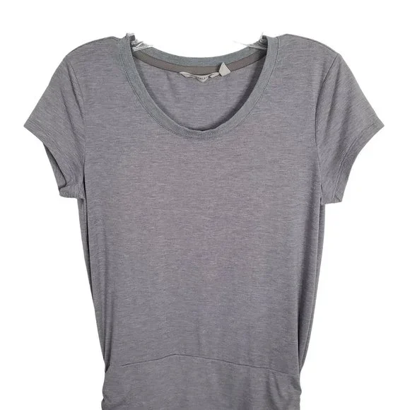 Athleta Size S Dress T-shirt Side Ruched Jersey Knit Athleisure Heathered Gray - Picture 4 of 12